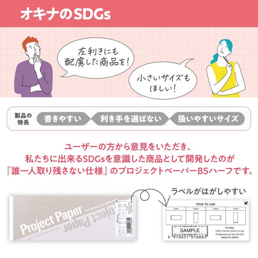 オキナ okina 方眼ノート プロジェクトペーパー B5 ハーフサイズ ムーンストーン PH1669 | OKINA | 05