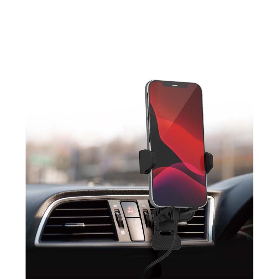 カシムラ kashimura Qi充電 自動開閉ホルダー 手帳対応 キャパシタ付 ロングアーム エアコン取付 KW-29 | ブランド登録なし | 05