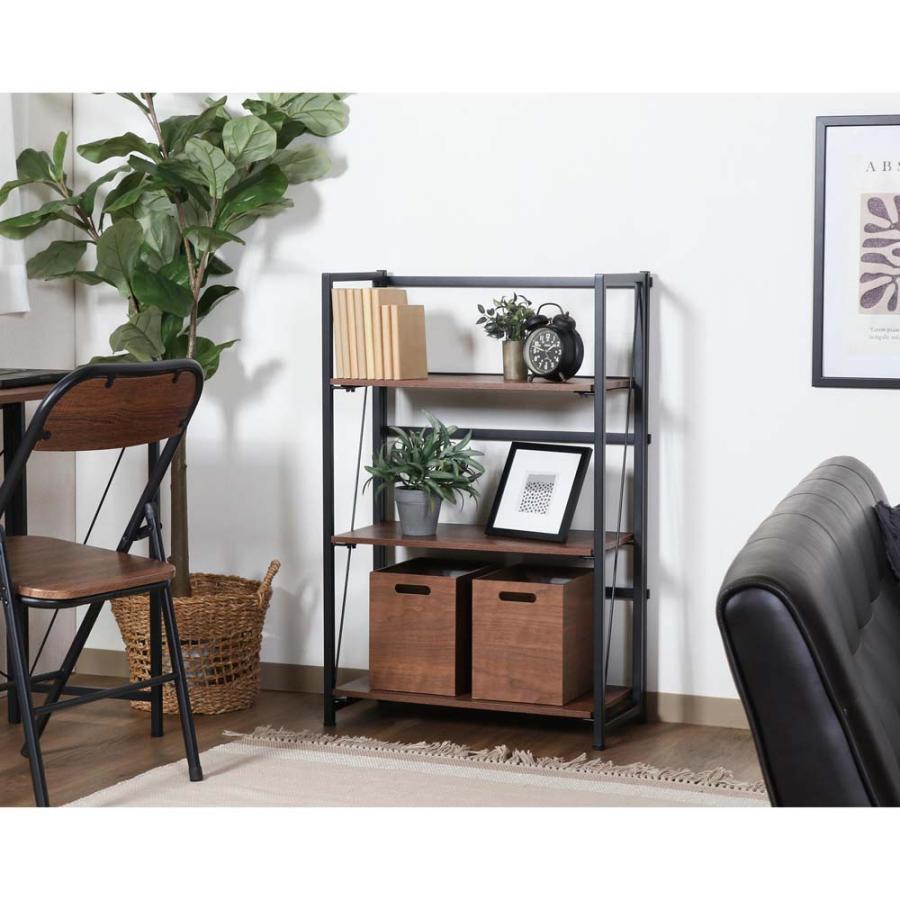 不二貿易 折りたたみシェルフ アロン3段 ブラウン 73638 | 不二貿易 | 10