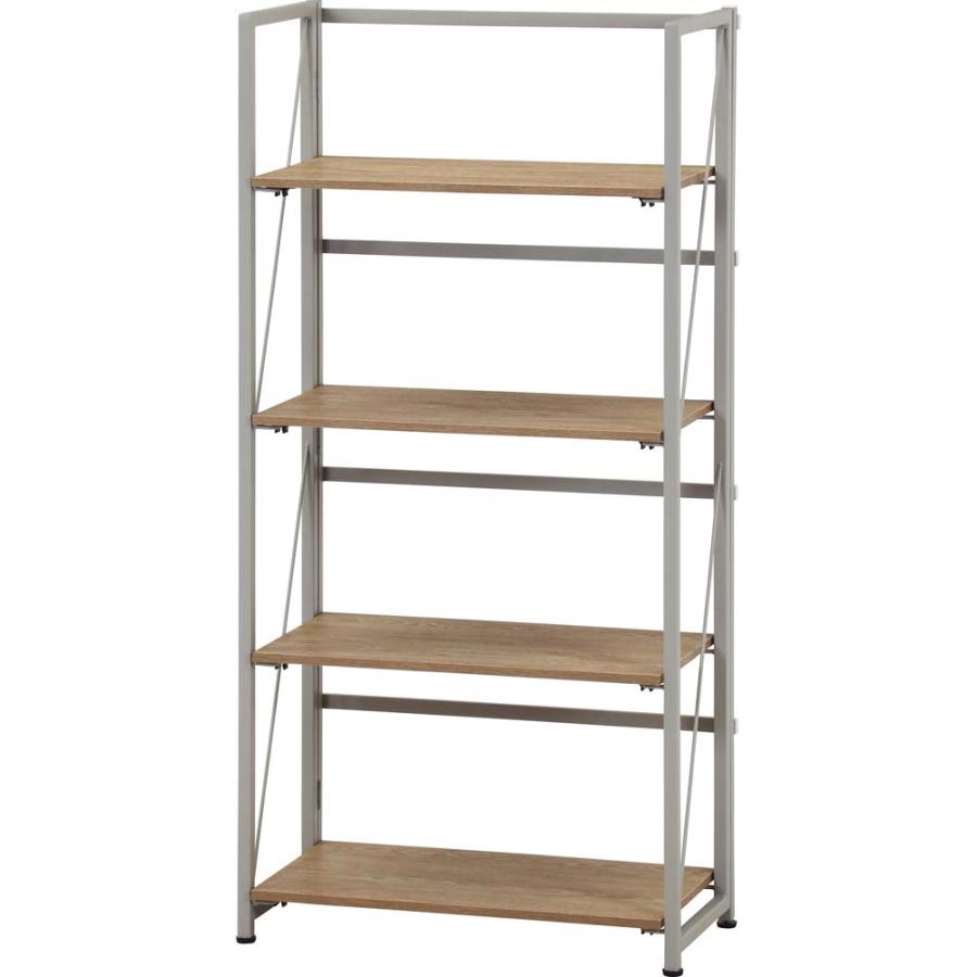 不二貿易 折りたたみシェルフ アロン4段 ナチュラル 73642 | 不二貿易