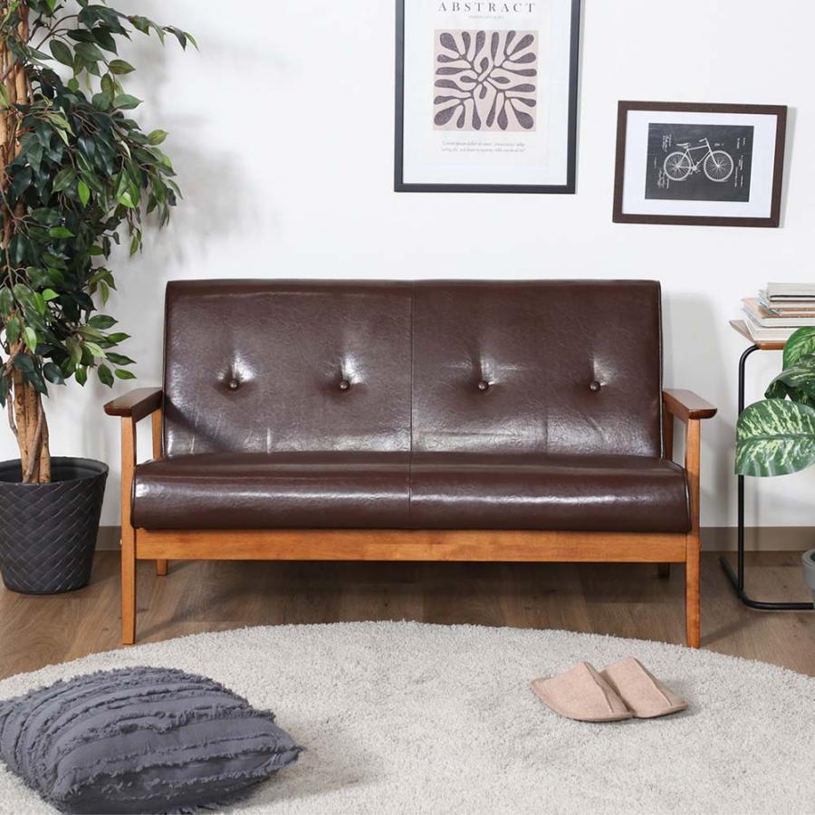 【欠品中：11月下旬入荷予定】不二貿易 バイキャストPUソファ ミート 2P ライトブラウン 73762 | 不二貿易 | 05