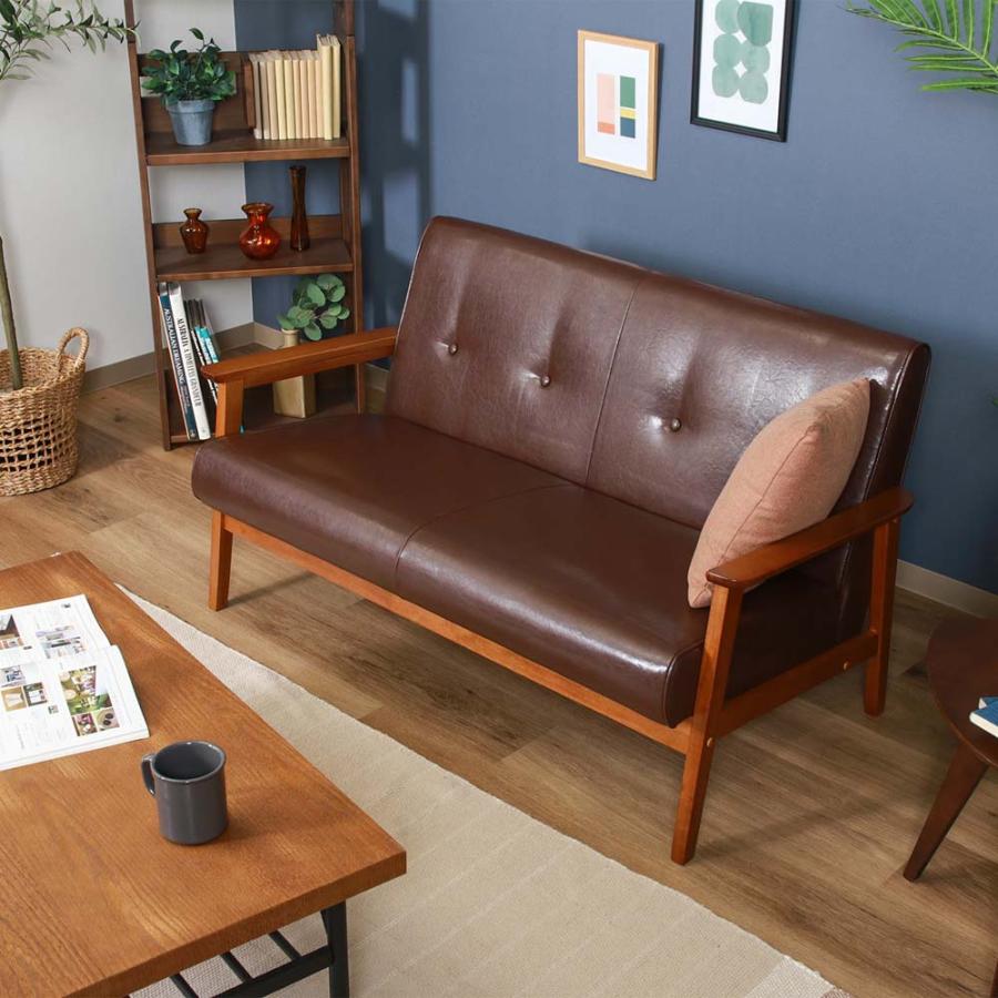 【欠品中：11月下旬入荷予定】不二貿易 バイキャストPUソファ ミート 2P ライトブラウン 73762 | 不二貿易 | 06