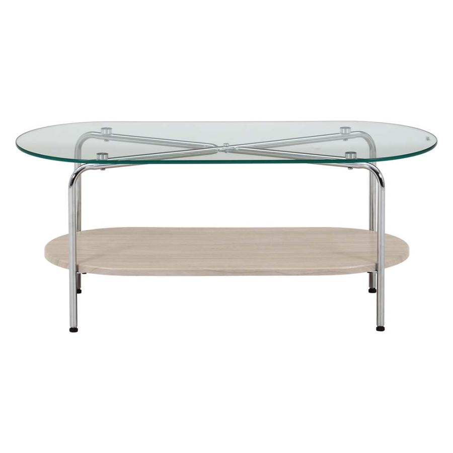 不二貿易 Chamill ガラスセンターテーブル 木目 41314 | 不二貿易 | 01