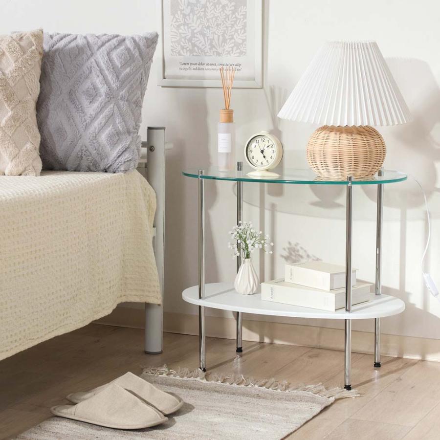 不二貿易 Chamill ガラスサイドテーブル ホワイト 41315 | 不二貿易 | 06