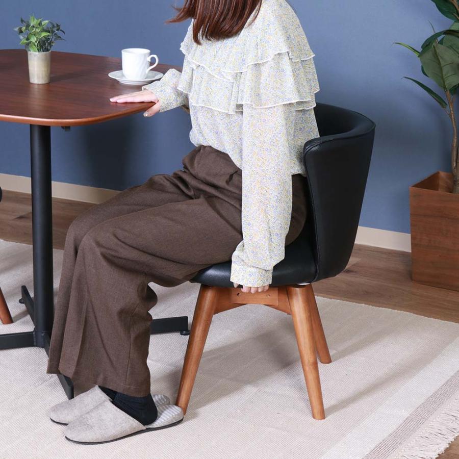 不二貿易 回転式 ダイニングチェア クラム PVC ブラック 88935 | 不二貿易 | 05