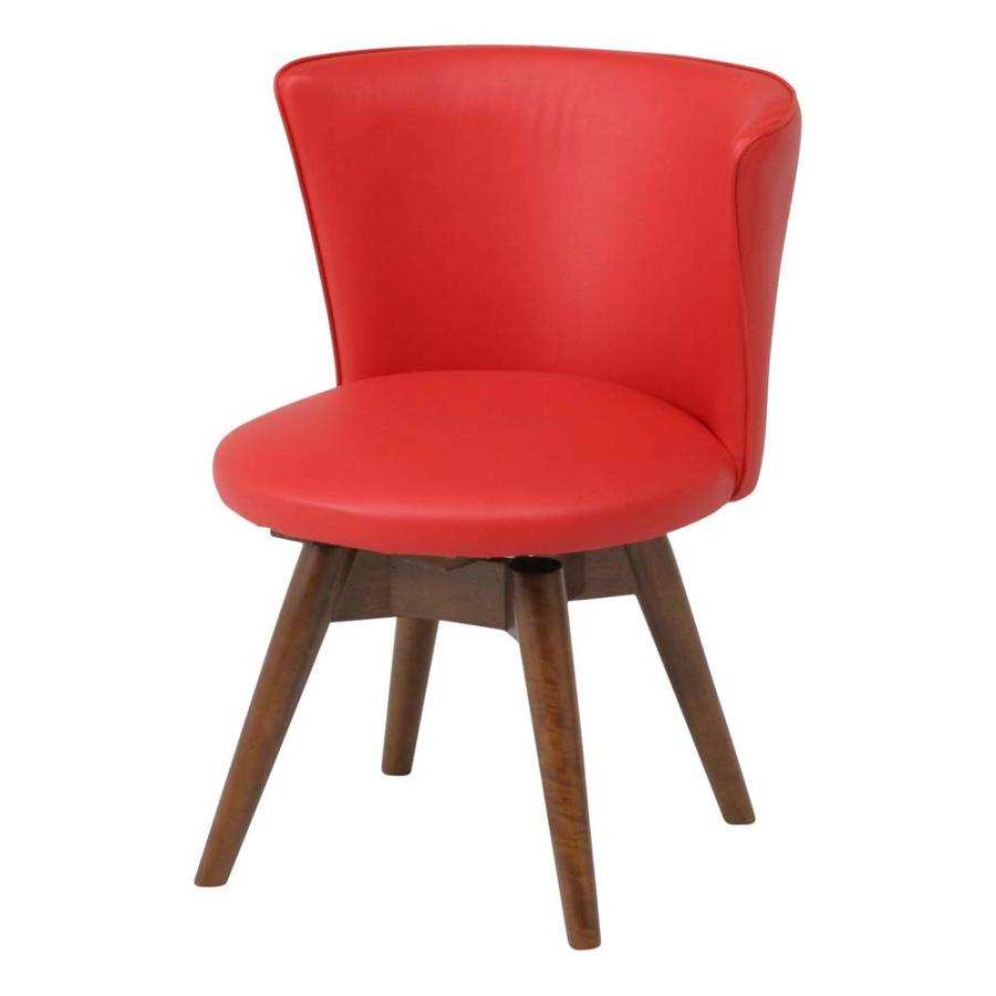 不二貿易 回転式 ダイニングチェア クラム PVC レッド 88936 | 不二貿易