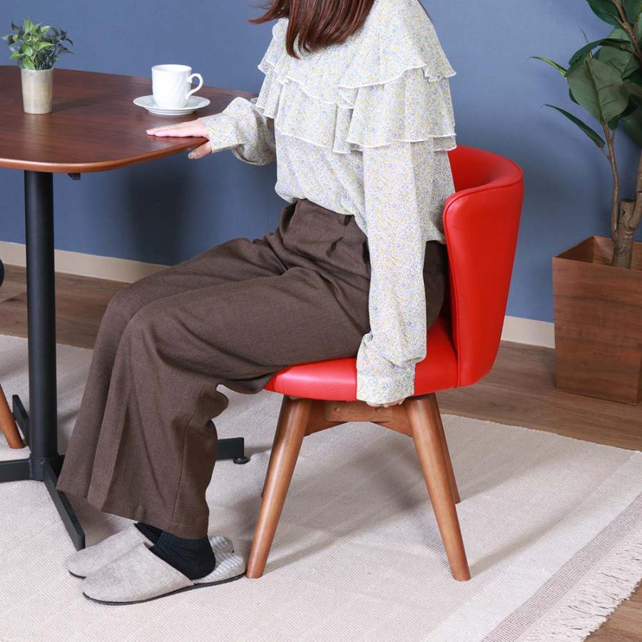 不二貿易 回転式 ダイニングチェア クラム PVC レッド 88936 | 不二貿易 | 05