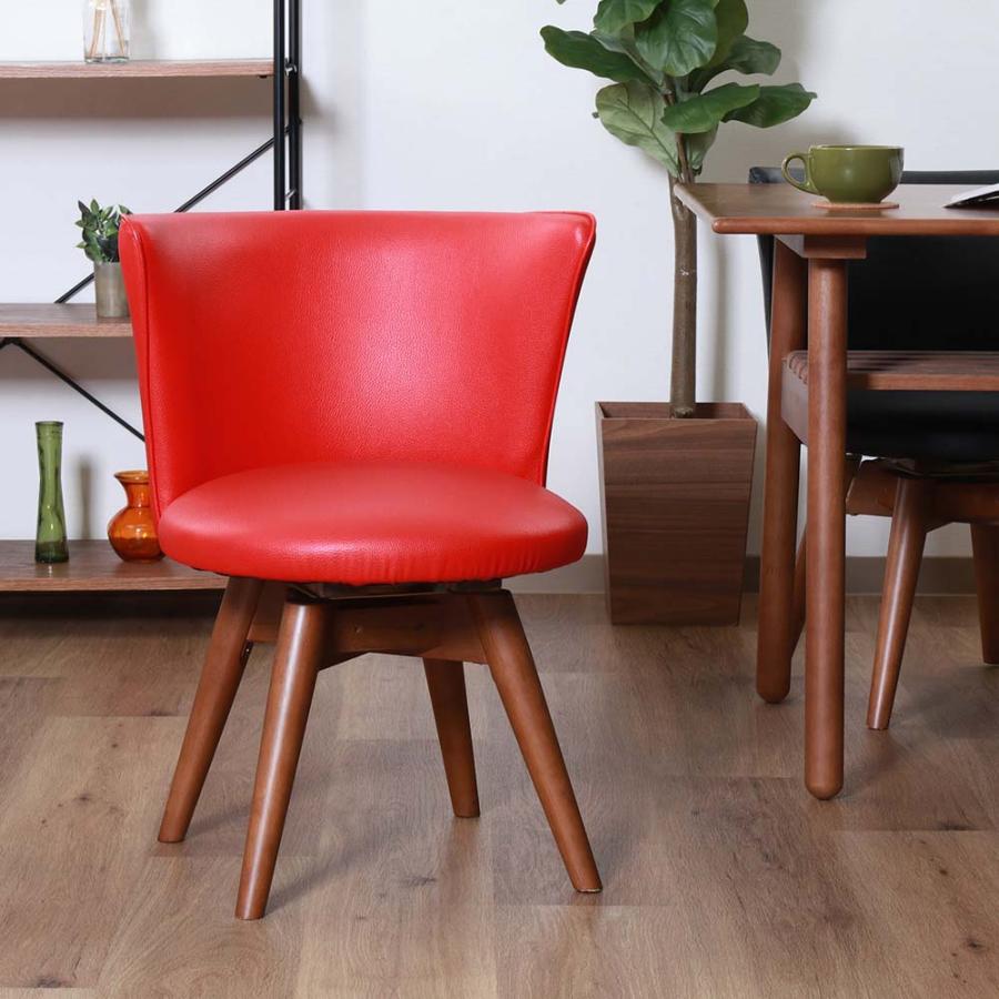 不二貿易 回転式 ダイニングチェア クラム PVC レッド 88936 | 不二貿易 | 06