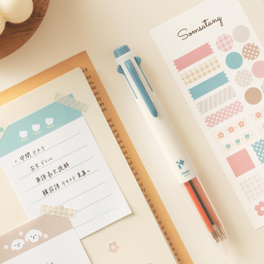 【数量限定】ぺんてる カスタマイズペン アイプラス 5本用ボディ Somsatang（ソムサタン）コラボ 0.4mm モカ オリジナルメモ&シール付 BGH5-DEST | ぺんてる | 02