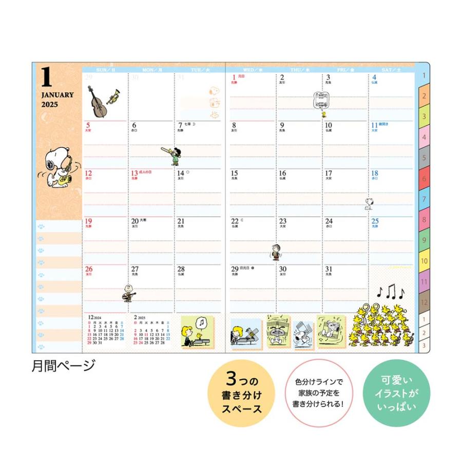 クツワ KUTSUWA 家族手帳 B6 薄型 スヌーピー リボン＆コミック 648SQB 2025年 ダイアリー | クツワ | 02