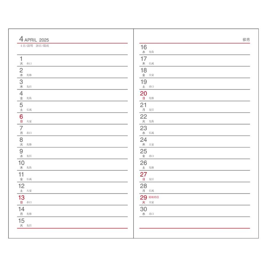 ダイゴー DAIGO 2025年 1月始まり アポイント 見開き1週間 手帳 レッド E1012 Appoint ダイアリー | Appoint DIARY | 01