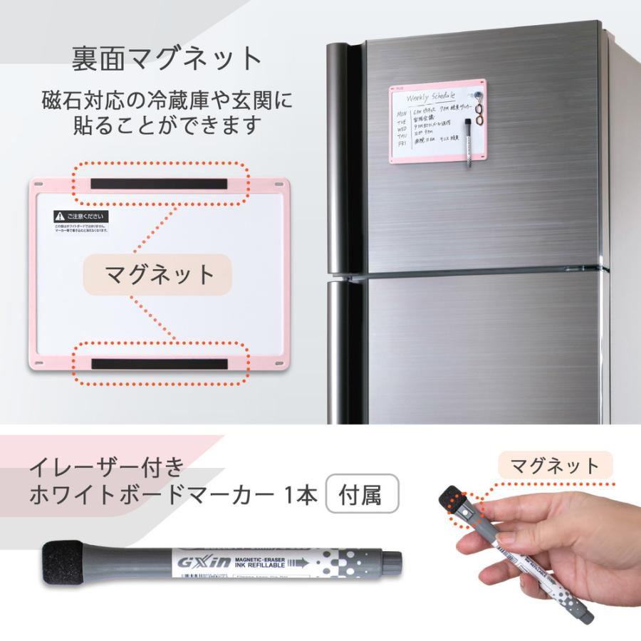 プラス(PLUS) 小型壁掛けホワイトボード やわらかフレーム ピンク HWB-SF-PK 538128 | PLUS | 03