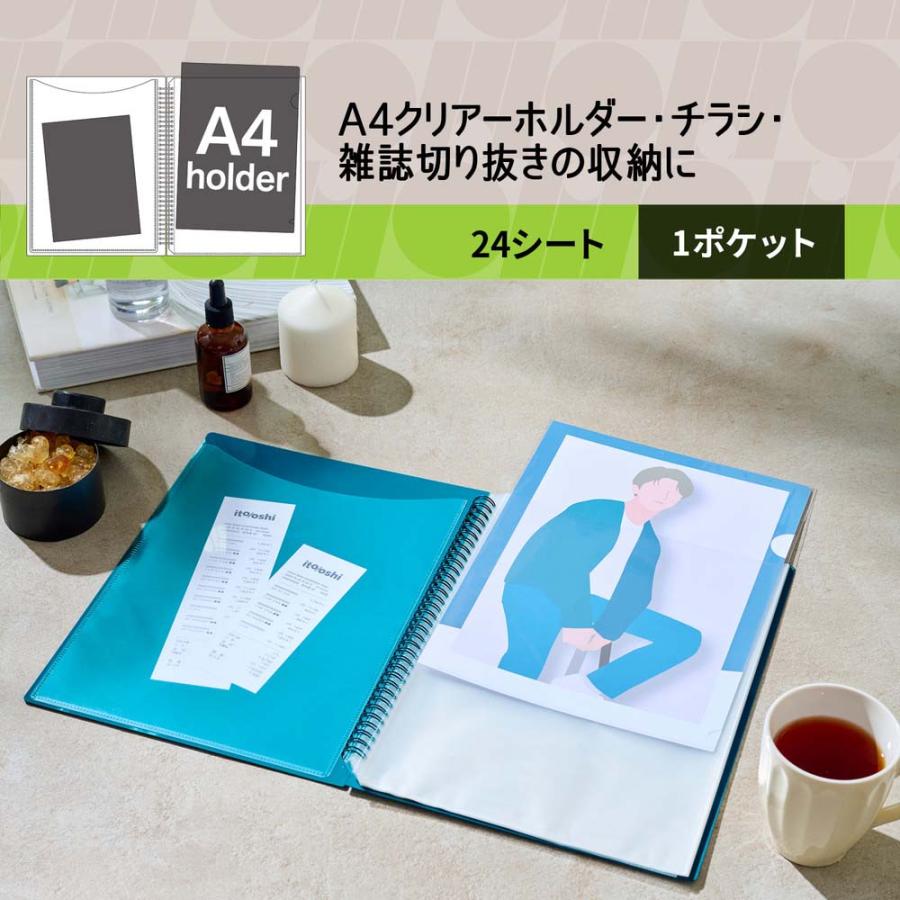 プラス PLUS ファイル ito/oshi A4クリアーホルダーをたくさん収納してもコンパクトな厚みの1ポケットのツインリング型ファイル グリーン FL-324CF 91813 | PLUS | 03