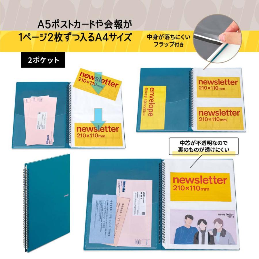 プラス PLUS ファイル ito/oshi 会報やA5ポストカードをたくさん収納してもコンパクトな厚みの2ポケットのツインリング型ファイル グリーン FL-312CF 91823 | PLUS | 05