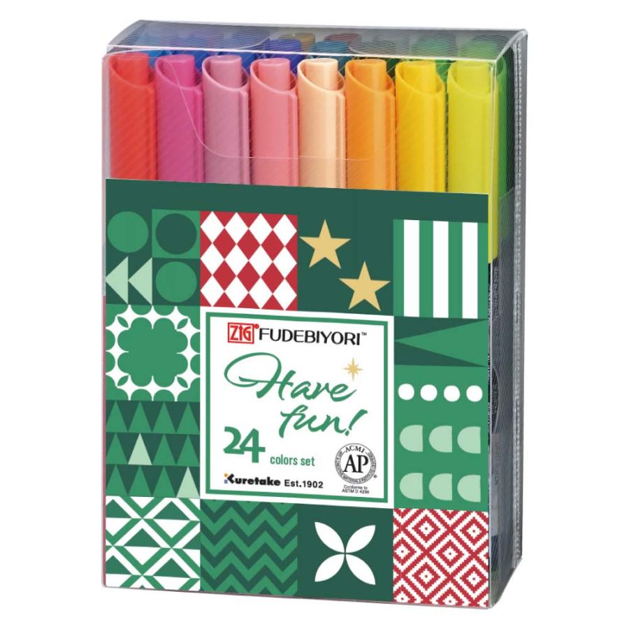 【数量限定】呉竹 カラー筆ペン ZIG FUDEBIYORI 24colors set Holiday special 24色セット CBK-55N/24VHD 筆日和 フデビヨリ イラスト | 呉竹