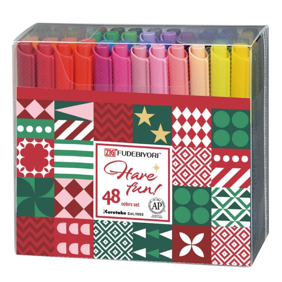 【数量限定】呉竹 カラー筆ペン ZIG FUDEBIYORI 48colors set Holiday special 48色セット CBK-55N/48VHD 筆日和 フデビヨリ イラスト | 呉竹
