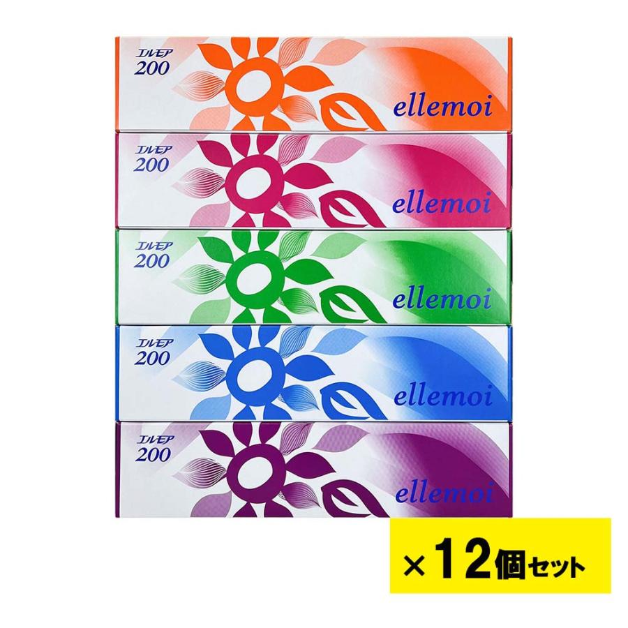 エルモア ティシュー 200組 5箱パック 12個セット | エルモア