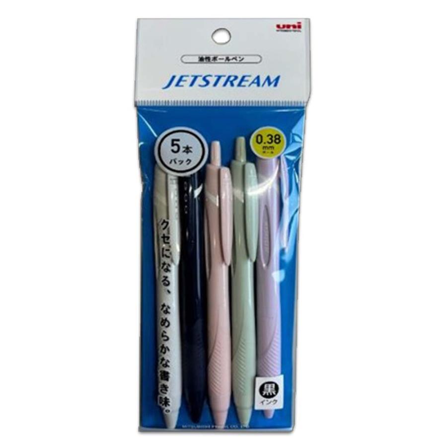 三菱鉛筆 uni ジェットストリーム 0.38mm 5本パック 黒インク カラーミックス軸 HSXN15038N5PM 極細 油性ボールペン JETSTREAM | 三菱鉛筆