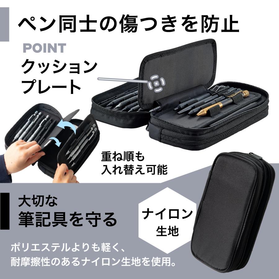 リヒトラブ XCOA スプレッドダブルペンケース ジェットブラック A-3801-24 | LIHIT LAB. | 03