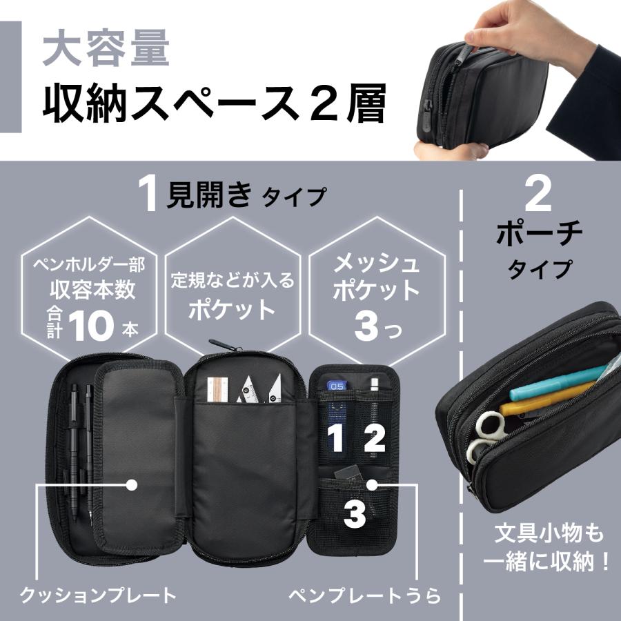 リヒトラブ XCOA スプレッドダブルペンケース ジェットブラック A-3801-24 | LIHIT LAB. | 04