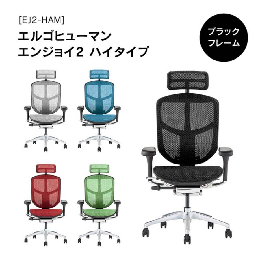 関家具 エルゴヒューマン エンジョイ2 ハイタイプ ブラックフレーム EJ2-HAM-BF-GN グリーン 389596 | 関家具 | 01
