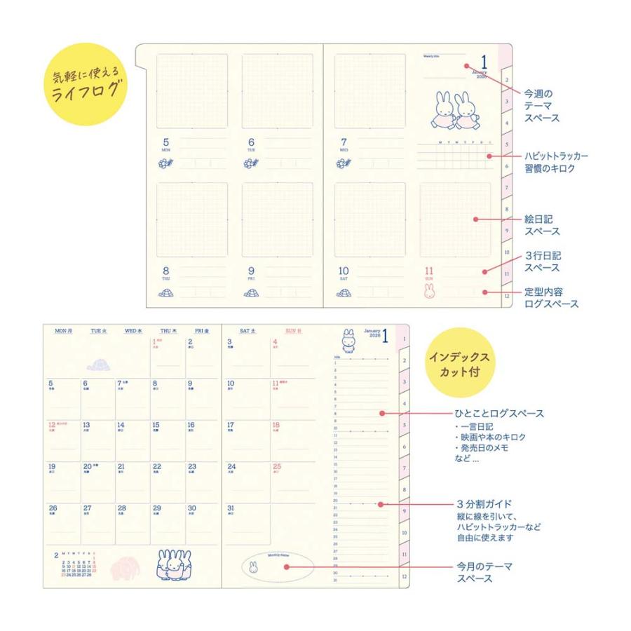 クツワ KUTSUWA 2026年 ログジャーナル A6 週間 ミッフィ わたしの宝物 MF914B | クツワ | 04