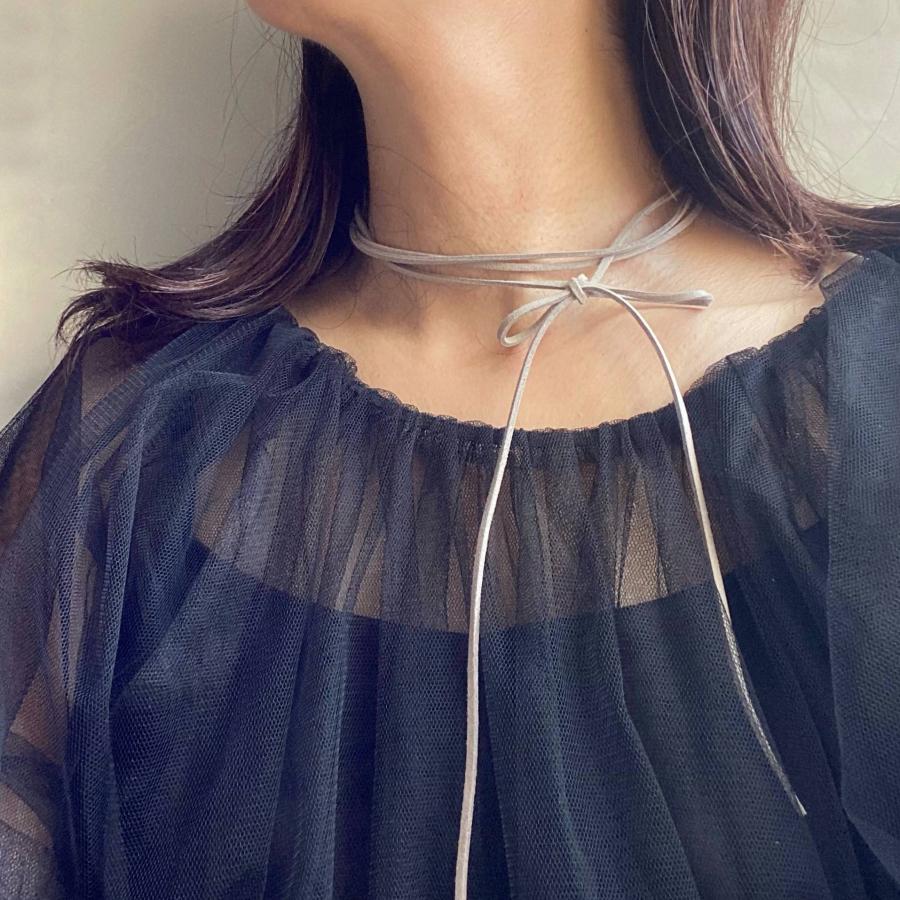 3Wayハートチョーカーネックレス[天然石&フェイクスエード] 2023年秋冬新作　ハンドメイドアクセサリー　ブラックオニキス シルバーフラッシュクリスタル |  | 12