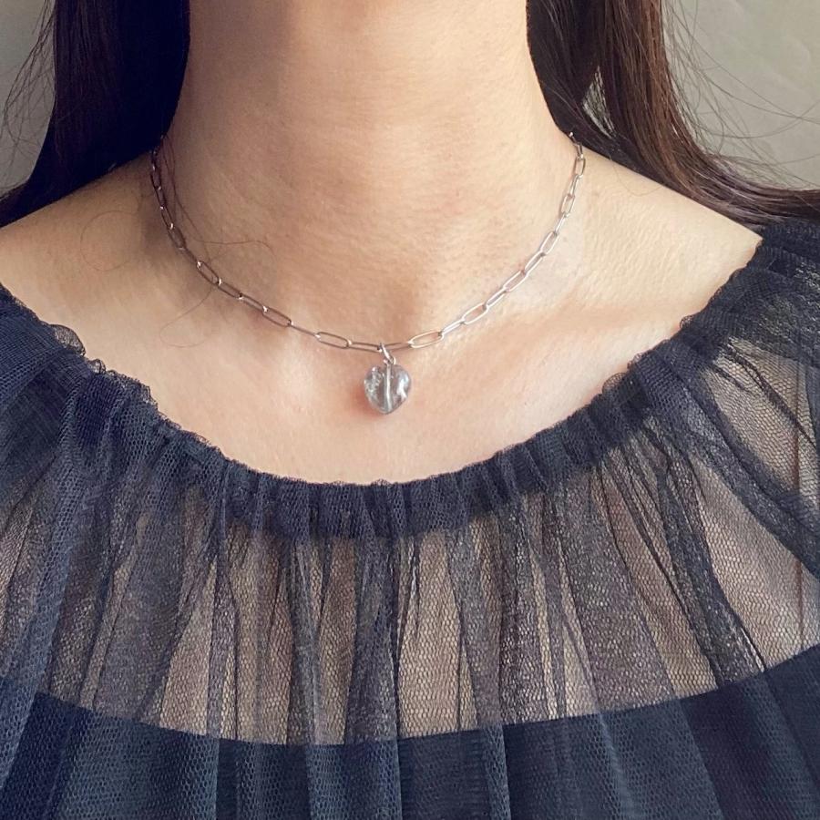 3Wayハートチョーカーネックレス[天然石&フェイクスエード] 2023年秋冬新作　ハンドメイドアクセサリー　ブラックオニキス シルバーフラッシュクリスタル |  | 13