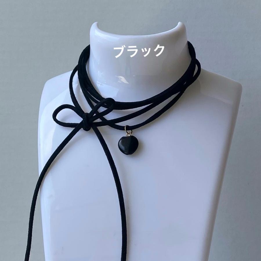 3Wayハートチョーカーネックレス[天然石&フェイクスエード] 2023年秋冬新作　ハンドメイドアクセサリー　ブラックオニキス シルバーフラッシュクリスタル |  | 03