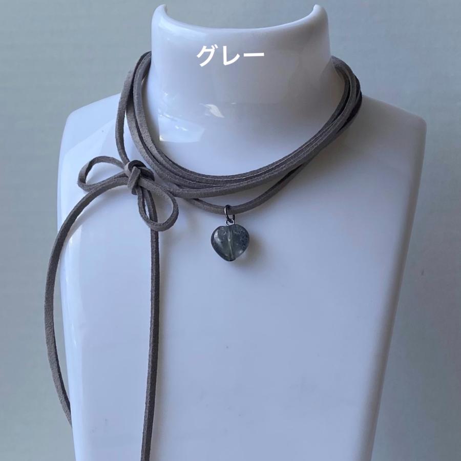 3Wayハートチョーカーネックレス[天然石&フェイクスエード] 2023年秋冬新作　ハンドメイドアクセサリー　ブラックオニキス シルバーフラッシュクリスタル |  | 04