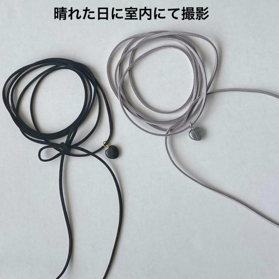 3Wayハートチョーカーネックレス[天然石&フェイクスエード] 2023年秋冬新作　ハンドメイドアクセサリー　ブラックオニキス シルバーフラッシュクリスタル |  | 05