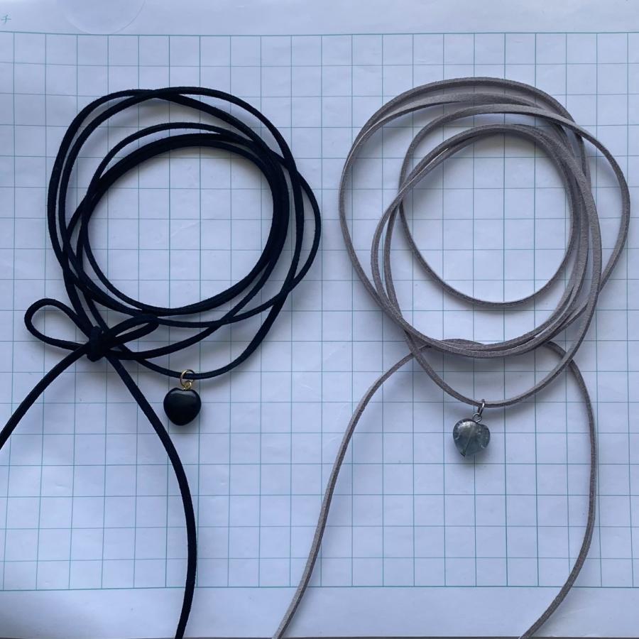 3Wayハートチョーカーネックレス[天然石&フェイクスエード] 2023年秋冬新作　ハンドメイドアクセサリー　ブラックオニキス シルバーフラッシュクリスタル |  | 07