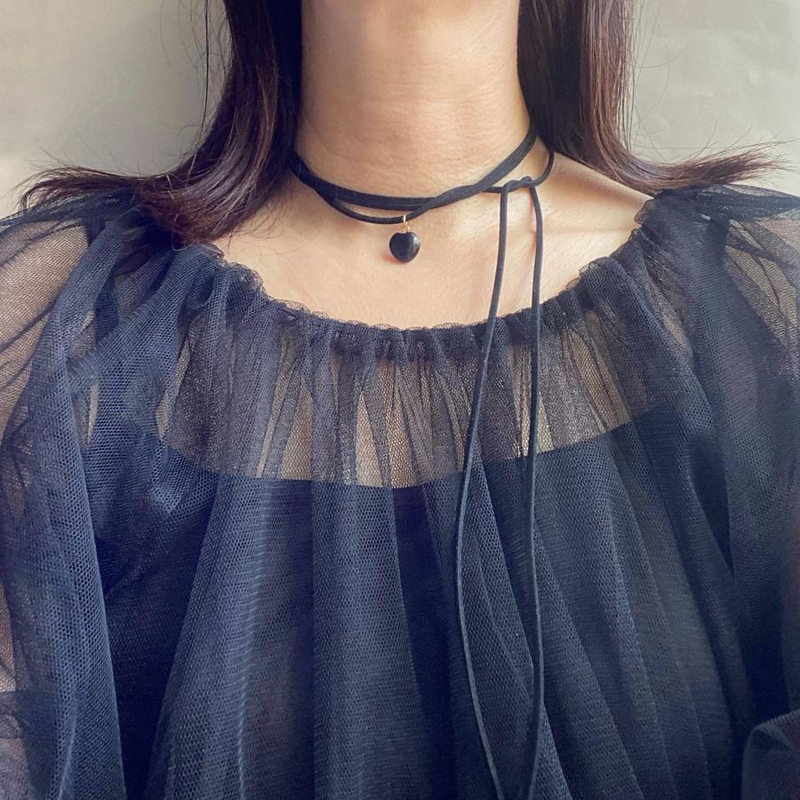 3Wayハートチョーカーネックレス[天然石&フェイクスエード] 2023年秋冬新作　ハンドメイドアクセサリー　ブラックオニキス シルバーフラッシュクリスタル |  | 08