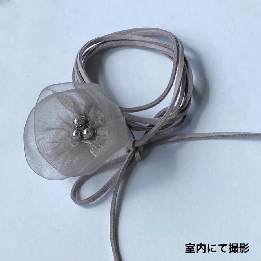 オーガンジーフラワーフェイクスウェードチョーカー[グレー] 2023年秋冬新作　ハンドメイドアクセサリー |  | 02