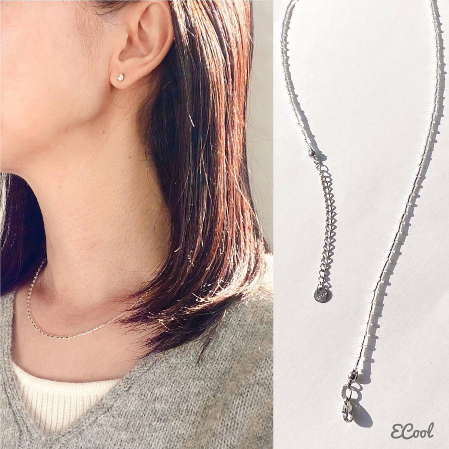 2Wayビーズステンレスネックレス[シルバーカラー]  2023年秋冬新作　ハンドメイドアクセサリー | 