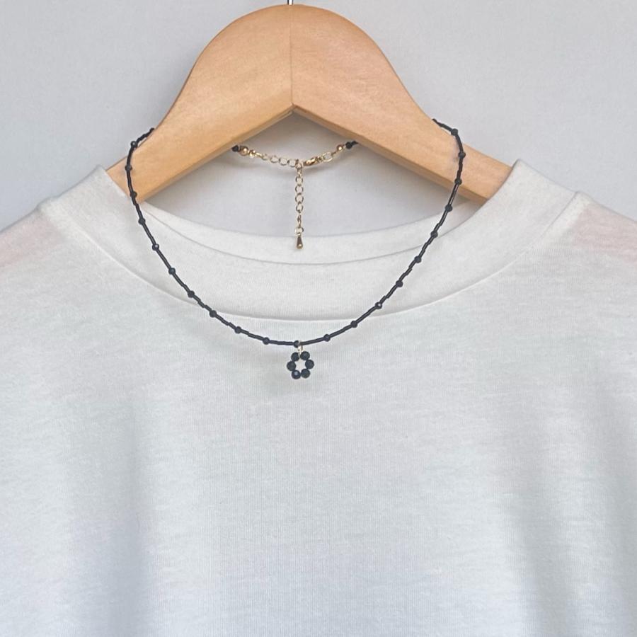 2Wayフラワーブラックオニキスステンレスネックレス[ゴールドカラー]  2025年春夏新作　天然石　アレルギー対応　ハンドメイドアクセサリー |  | 03