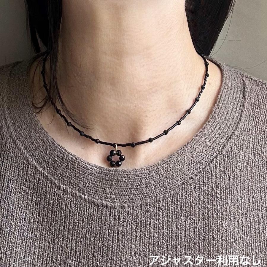 2Wayフラワーブラックオニキスステンレスネックレス[ゴールドカラー]  2025年春夏新作　天然石　アレルギー対応　ハンドメイドアクセサリー |  | 04