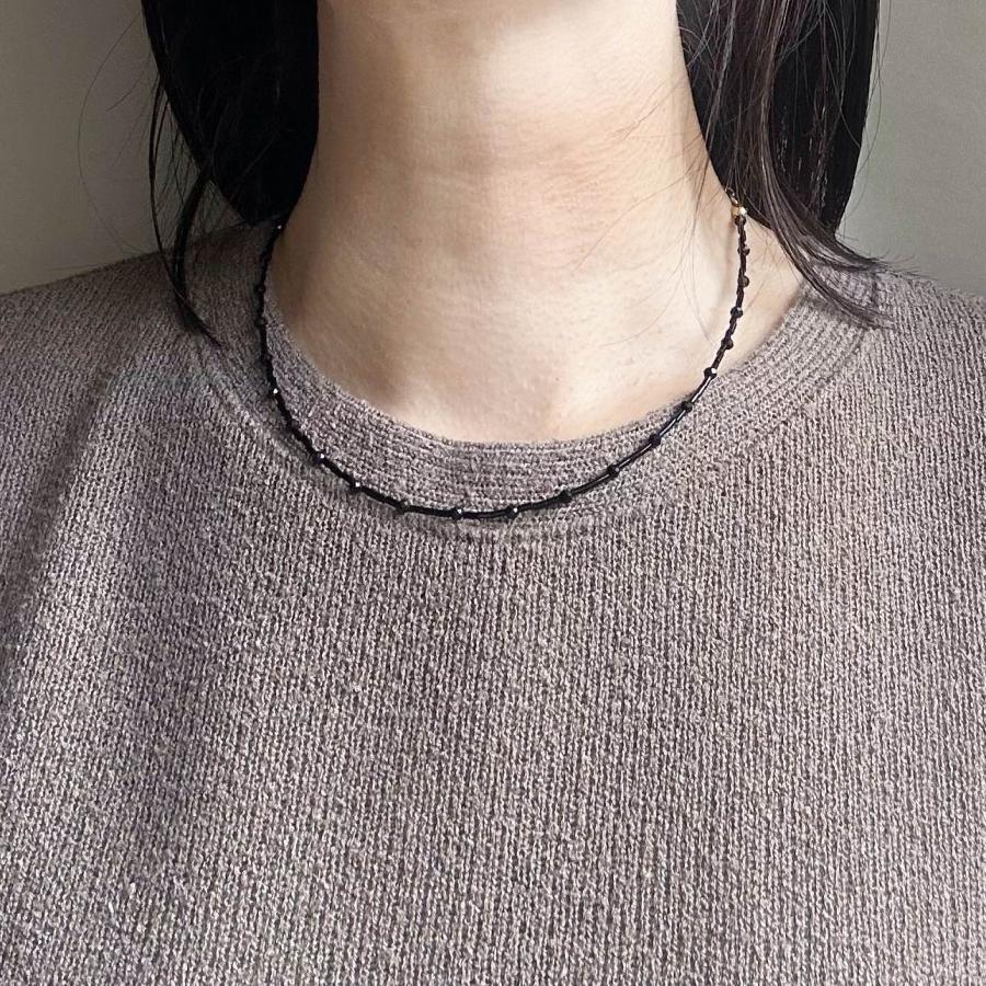 2Wayフラワーブラックオニキスステンレスネックレス[ゴールドカラー]  2025年春夏新作　天然石　アレルギー対応　ハンドメイドアクセサリー |  | 07