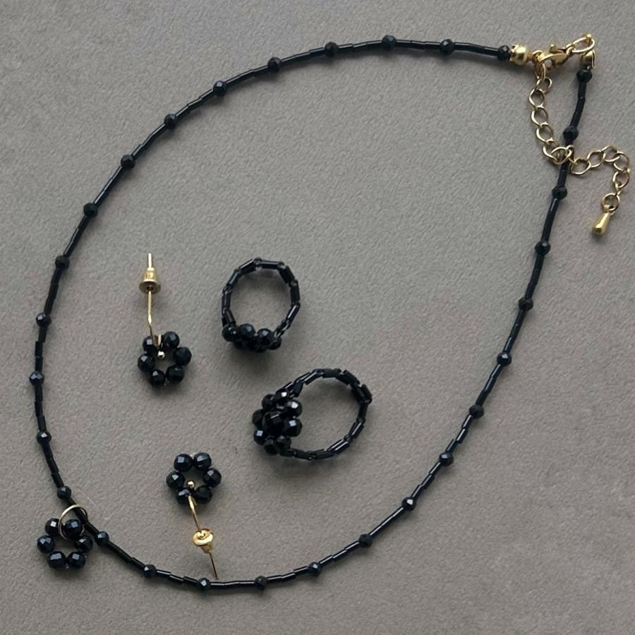 2Wayフラワーブラックオニキスステンレスネックレス[ゴールドカラー]  2025年春夏新作　天然石　アレルギー対応　ハンドメイドアクセサリー |  | 09