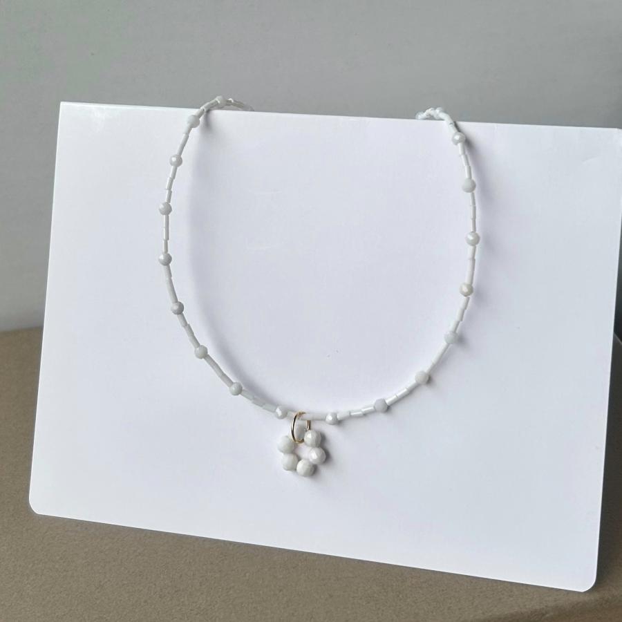 2Wayフラワーホワイトオニキスステンレスネックレス[ゴールドカラー]  2025年春夏新作　天然石　アレルギー対応　ハンドメイドアクセサリー |  | 02