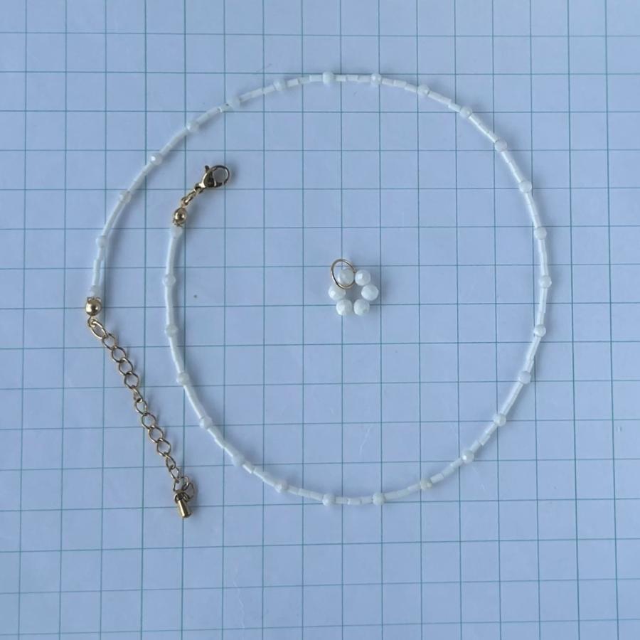 2Wayフラワーホワイトオニキスステンレスネックレス[ゴールドカラー]  2025年春夏新作　天然石　アレルギー対応　ハンドメイドアクセサリー |  | 03