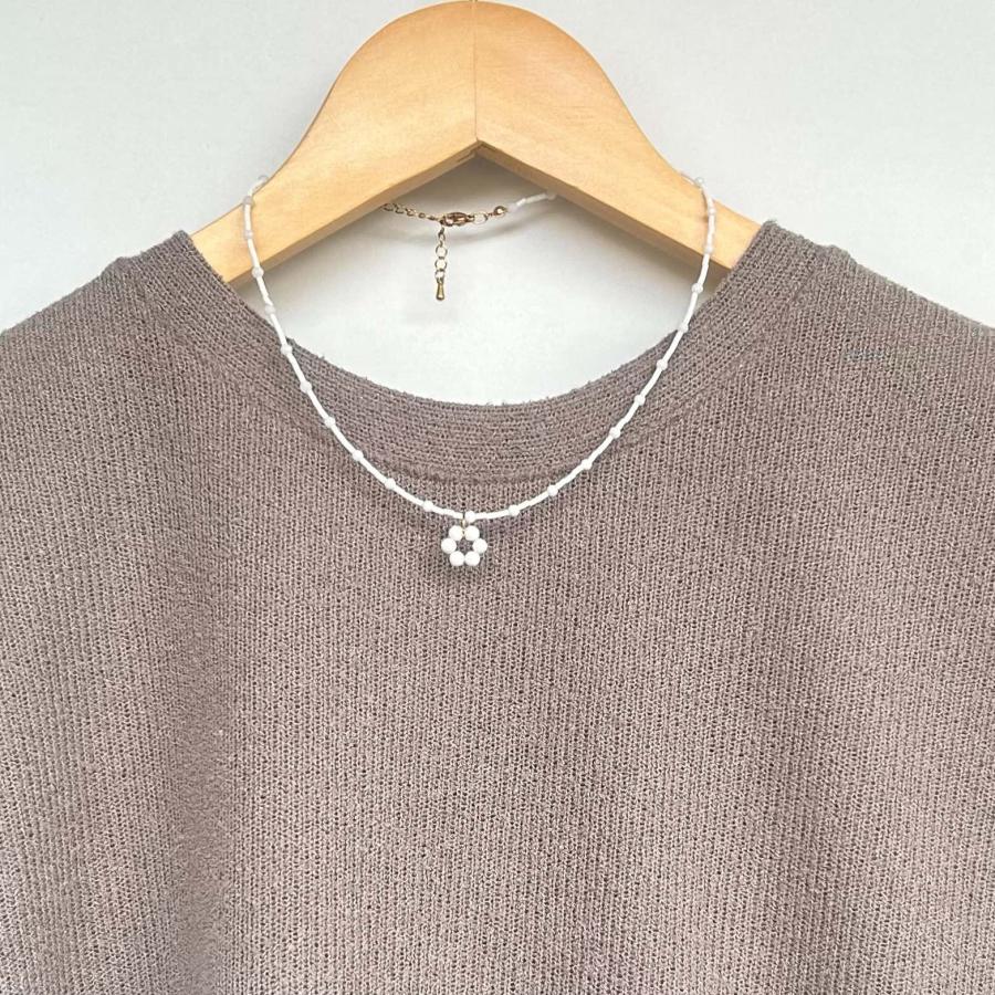 2Wayフラワーホワイトオニキスステンレスネックレス[ゴールドカラー]  2025年春夏新作　天然石　アレルギー対応　ハンドメイドアクセサリー |  | 04