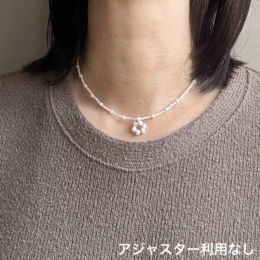 2Wayフラワーホワイトオニキスステンレスネックレス[ゴールドカラー]  2025年春夏新作　天然石　アレルギー対応　ハンドメイドアクセサリー |  | 05