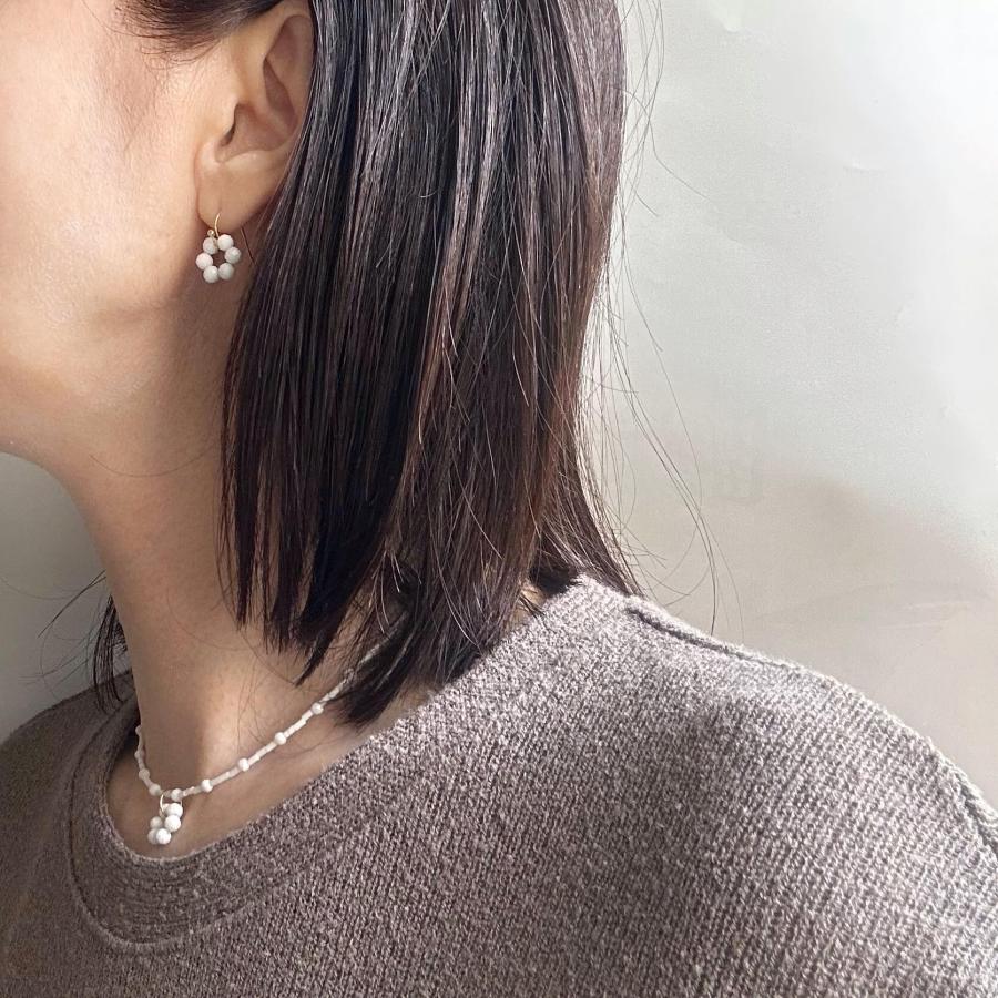 2Wayフラワーホワイトオニキスステンレスネックレス[ゴールドカラー]  2025年春夏新作　天然石　アレルギー対応　ハンドメイドアクセサリー |  | 06