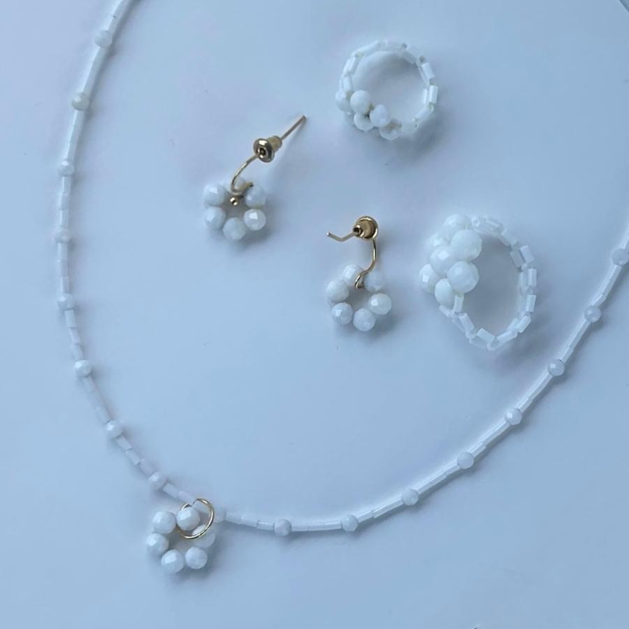 2Wayフラワーホワイトオニキスステンレスネックレス[ゴールドカラー]  2025年春夏新作　天然石　アレルギー対応　ハンドメイドアクセサリー |  | 08