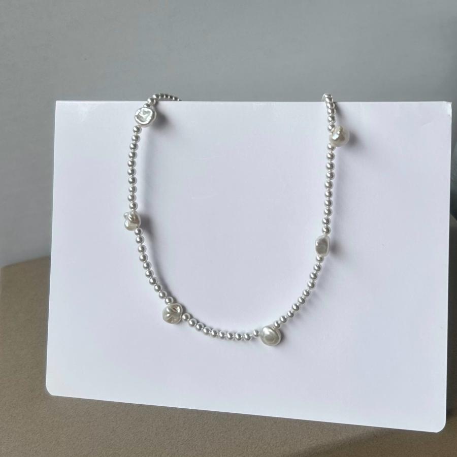 ケシと貝パールのステンレスネックレス[ゴールドカラー]  2025年春夏新作　淡水真珠　アレルギー対応　ハンドメイドアクセサリー |  | 01