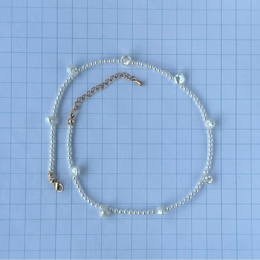 ケシと貝パールのステンレスネックレス[ゴールドカラー]  2025年春夏新作　淡水真珠　アレルギー対応　ハンドメイドアクセサリー |  | 04