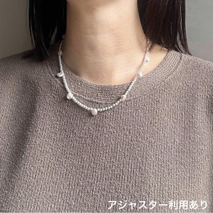 ケシと貝パールのステンレスネックレス[ゴールドカラー]  2025年春夏新作　淡水真珠　アレルギー対応　ハンドメイドアクセサリー |  | 08