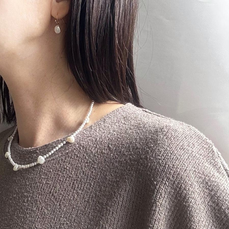 ケシと貝パールのステンレスネックレス[ゴールドカラー]  2025年春夏新作　淡水真珠　アレルギー対応　ハンドメイドアクセサリー |  | 09