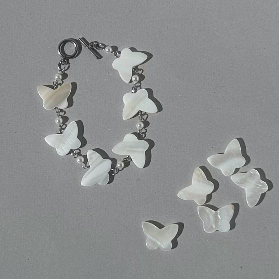 バタフライシェルパールマンテルステンレスブレスレット  2025年春夏新作　ハンドメイトアクセサリー ブレスレット |  | 02